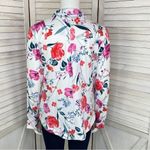 st. john's bay St. John’s Bay Active Floral Full Zip Track Jacket White Pink Petite Small Photo 3