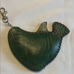None Fish-Shaped Keychain Coin Purse Green GUC Photo 1
