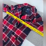 American Eagle Vintage Red Navy Blue Plaid Wool Peacoat Nautical Jacket Sz S Photo 7