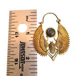 Egyptian Revival Scarab Wing Earrings with Labradorite Gold Photo 9