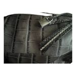 G.I.L.I Gray Croc Embossed Genuine Leather Satchel Handbag. Photo 9