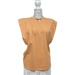 Free People x Sandrine Rose Padded Shoulder Tank Tee Size S Oversized, Golden Orange Photo 2