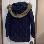 Lands' End Lands’ End Dark Blue Down Faux Fur Detach. Hooded Coat Women’s Size XS (2-4) Photo 1