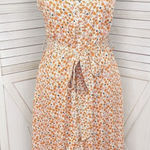 A loves A  Ditsy Floral Button Front Spaghetti Strap Sundress Orange Pink Small Photo 0