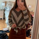 Jolie LA Jolie Striped Charcoal Tie Sweater Photo 1