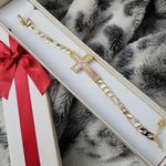 Gold Filled Figaro Chain Bracelet with Cross Photo 0
