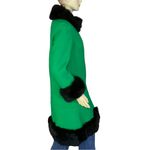 VINTAGE 1960'S JUNIOR PROFILE GREEN WOOL & BLACK FUR TRIM COAT (S) Photo 4