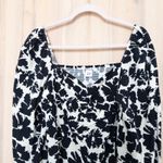 Gap Womens Top Size XL Black White Floral Puff Sleeve Dark Cottage Boho Romantic Photo 1