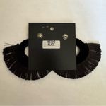 Elegant Black and Gold Fringe Drop Earrings, Oversized Bohemian Style Photo 1