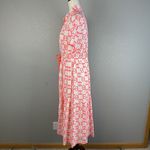 Vilagallo Womens Tired Midi Shirt Dress Size 42 / 8 White Orange Geo Embroidered Photo 5