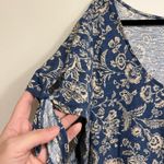 CHAPS Ralph Lauren Dress Maxi Blue Tan Floral Short Sleeve Cotton Plus Size 3X Photo 3