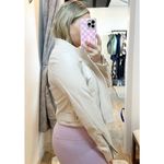 BLANK NYC  Faux Leather Long Sleeve Crop Asymmetric Full Zip Moto Jacket Cream M Photo 1