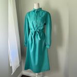 Vintage ‘80s Schrader Sport Teal & White Collared Belted Button Front Midi Dress Green Size 14 Photo 1