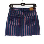 American Eagle Blue Super Stretch Red & White Striped Mini Jean Skirt, Sz 2 Photo 1