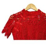 Oriental Red Knit Floral Lace Dress Women's Small Photo 2