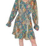 Retro Colorful Paisley Floral Abstract Hippie Long Sleeve Mini Dress Multiple Size M Photo 0