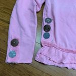 Neon Buddha Womens Small Top Pink Long Sleeve Cotton Cap Side Buttons Ruffle Hem Photo 1