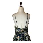 Tanya Taylor ‎ Dress Women 00 Black Floral Print Linen Silk Ruched Lovette Maxi Photo 5