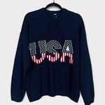 USA Patriotic Pullover Sweater Large America Oversized Slouchy Americana Blue Photo 0
