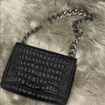 ZARA Super cute Black Croc-Embossed Chain Shoulder Bag Photo 0