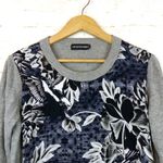 Textile Rebels Top Women M Gray Knit Cashmere Blend Silk Floral Print Italy Y2K Size M Photo 2