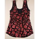 BKE Boutique Tank Medium Red Black Sequine Geometric Scoop Neck Lined Club Party Photo 4