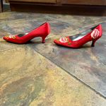Sacha London Floral Embroidered Vintage Pumps Heels 7 Red Photo 5
