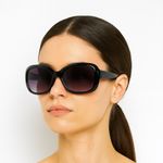 Black Oversized Square Sunglasses w Purple Gradient Lenses Women Fashion Shades Photo 0
