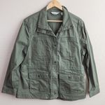 L.L.Bean Utility Chore Jacket Dusty Olive XL Petite Zip Front Pockets Casual Photo 0