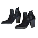 Dominique Nicole Womens Black Presley Ankle Boots Size 7M Lace Detail Faux Suede Photo 1