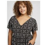 Torrid Black Pink Mini Challis Short Sleeved Tiered Pockets Flare Dress Size 1X Photo 3