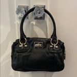 B Makowsky B. Makowsky Black and Gold Shoulder Bag with Double Handles Photo 0