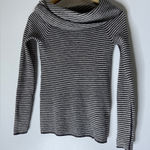 Madewell  XS alpaca blend off the shoulder sweater black stripe fitted top Photo 0