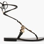 Sam Edelman NEW 8 Deirdre Ankle Wrap Sandal Black Leather Gold Gladiator Greek Photo 8