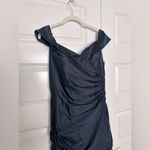 La Femme Off-the-Shoulder Ruched Satin Gown. mother of the bride NWT Photo 3
