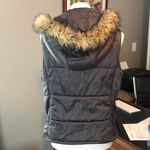 Super Cute Grey Fur Hooded Zip Up Vest Photo 4