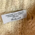 Hand Knit Wool Cable Knit Cardigan L Sweater Cleo Ireland Cream Fisherman Chunky Size L Photo 1