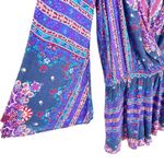 American Eagle  Outfitters AEO Multi Print Bell Sleeve VNeck Festival Boho Romper Photo 4