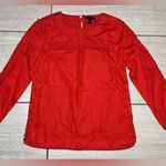 J.Crew Top Womens Size 00 Petite Linen Tunic Red Photo 0