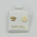 14k solid gold earrings tiny crown ❤️ Approx 7mm with cubic zirconia ❤️ screw back ❤️ aretes de corona de mujer o Niña de 14 kilates de tornillo Photo 1