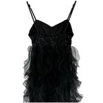Mac Duggal Ieena Black Sequin Mini with High Low Ruffle Tiered Train size 0 Photo 6