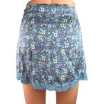 frankie's bikinis Blue Lace Silk Satin Floral Print Mini Casual Pencil Skirt XS Photo 2