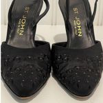 ST JOHN Black Lace Embellished Slingback Heels Made in Italy Size 7 1/2 Photo 4