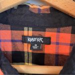 Krazy Kat  Women's M Halloween Fall Spider Orange Black Plaid 100% Cotton Shirt Photo 2