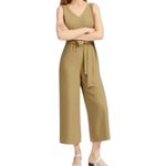 Everlane  Japanese GoWeave Essential Cropped Olive Green Wide Leg Jumpsuit size 6 Photo 0
