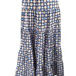 ZARA Blue Yellow Argyle Tiered Peasant Gypsy Cottage Core Midi A Line Skirt Sz M Photo 2