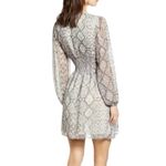 Leith Smocked Waist Long Sleeve Mini Dress, Python Print/Gray, Size S, NWT Photo 1