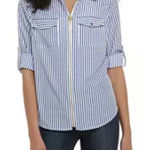 MICHAEL‎ Michael Kors Roll Tab Dog Tag Zipper Pull Stripe Button Photo 0