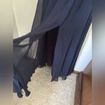 Dessy off the shoulder midnight navy puff sleeve maxi dress size 14 Blue Photo 9