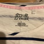 Le Tigre black‎ and white Striped 100% cotton short sleeve blouse tennis golf Blue Size L Photo 1